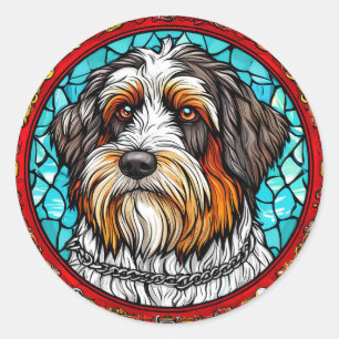 Cute dog portrait classic round sticker