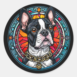 Cute dog portrait classic round sticker