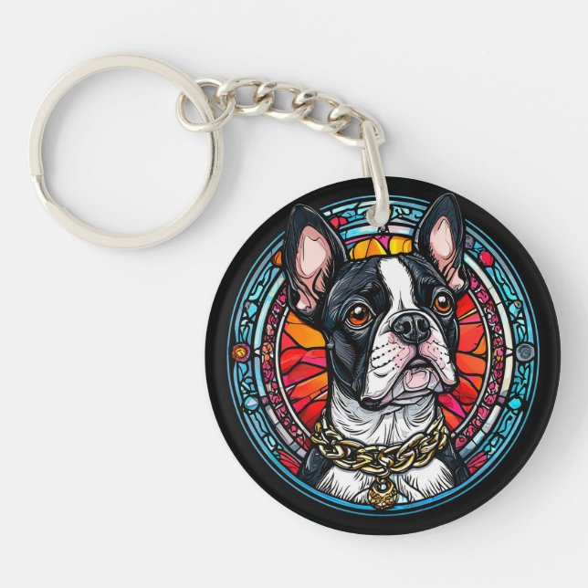 Cute dog portrait key ring (Front)