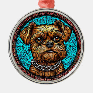 Cute dog portrait metal tree decoration
