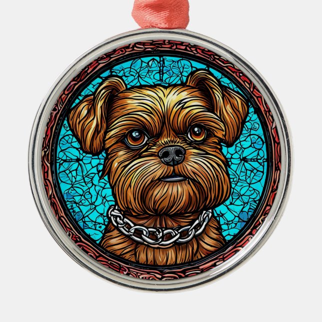 Cute dog portrait metal tree decoration (Front)