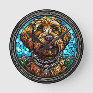 Cute dog portrait round clock