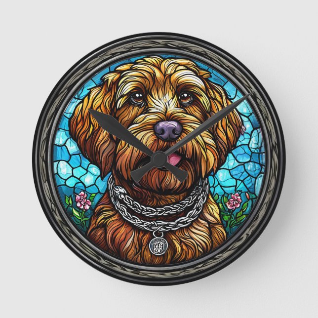 Cute dog portrait round clock (Front)