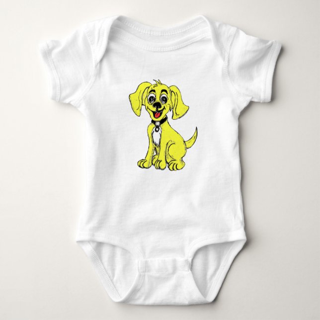 Cute dog printed dress materials baby bodysuit (Front)