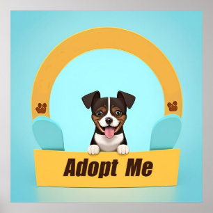 Cute Dog Promoting Adoption with Happy Expression Poster