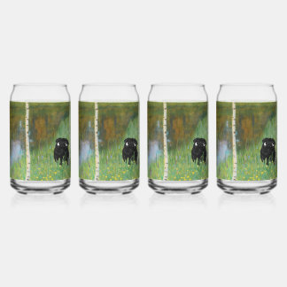 Cute Dog Pug Gustav Klimt Forest Can Glass