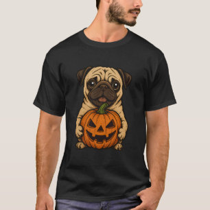 Cute Dog Pug Jack O Lantern Pumpkin Halloween T-Shirt