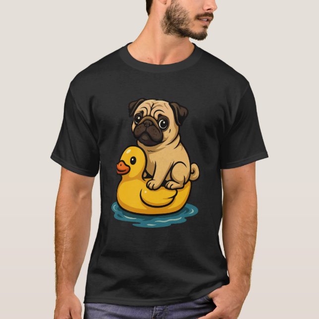 Cute Dog Pug Rubber Duck T-Shirt (Front)