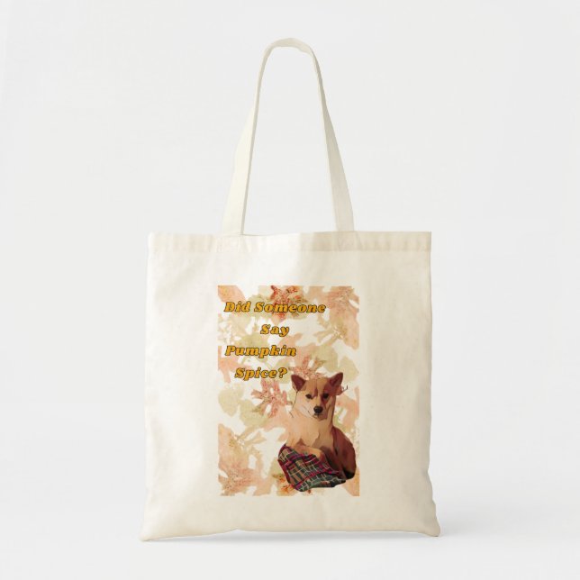 Cute Dog Pumkin Spice Tote Bag (Front)