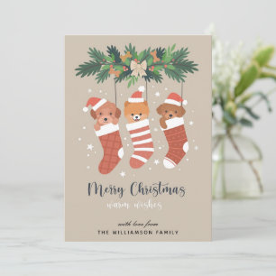 Cute Dog Puppies Merry Christmas Card