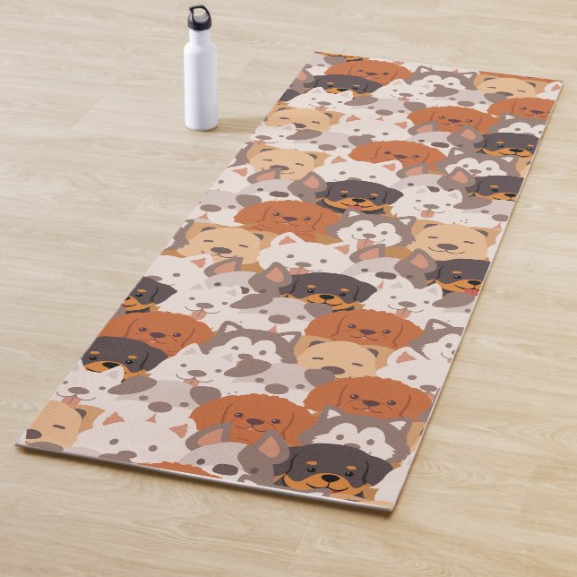 Cute Dog Puppy dogs paw pet Seamless Pattern Yoga Mat (In Situ)