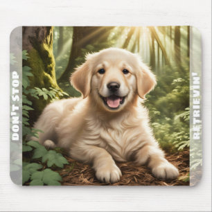 Cute Dog Puppy Golden Retriever Custom Name Mouse Pad