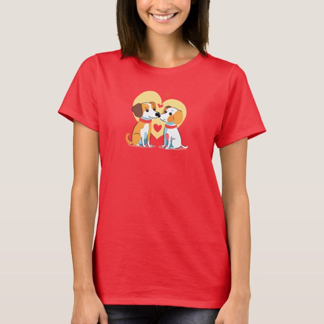 Cute Dog Puppy Heart Valentine’s Galentine’s Day  T-Shirt (Front)