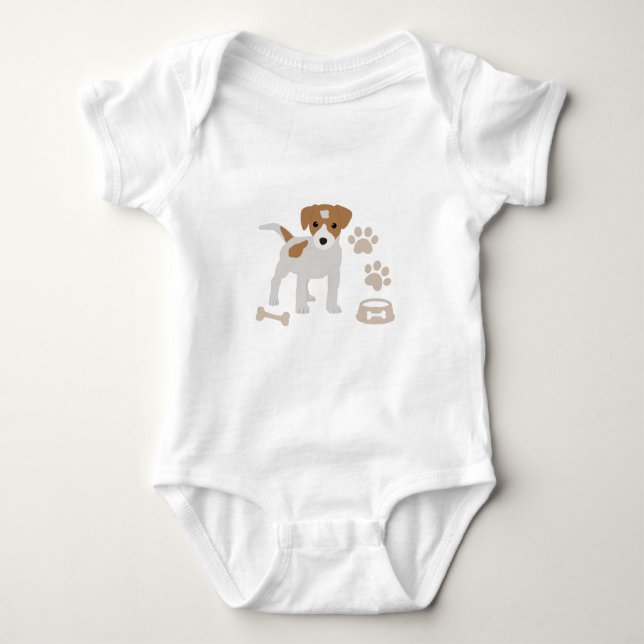 Cute Dog Puppy Paw Prints Pattern Baby Bodysuit (Front)