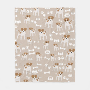 Cute Dog Puppy Paw Prints Pattern Fleece Blanket
