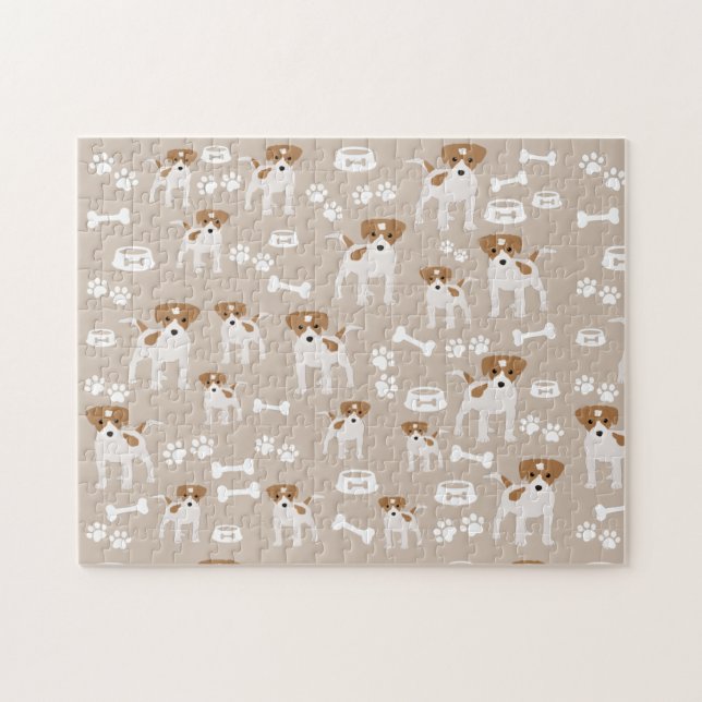 Cute Dog Puppy Paw Prints Pattern  Jigsaw Puzzle (Horizontal)