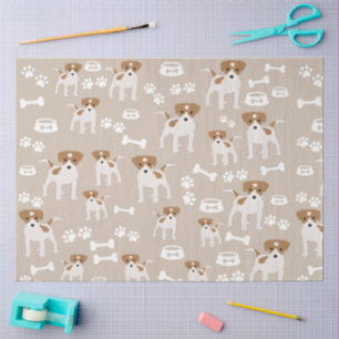 Cute Dog Puppy Paw Prints Pattern Tissue Paper