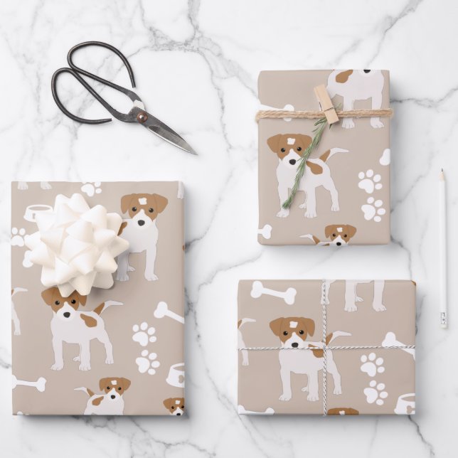 Cute Dog Puppy Paw Prints Pattern  Wrapping Paper Sheet (Front)