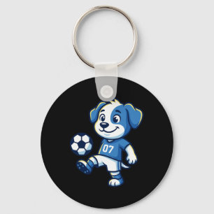 Cute Dog Puppy Playing Soccer Footll Dogs Puppies Key Ring