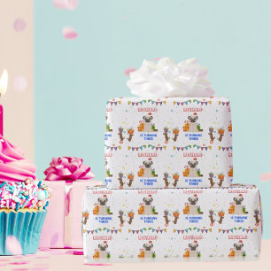 Cute Dog Puppy Themed Kid's Birthday Party Wrapping Paper