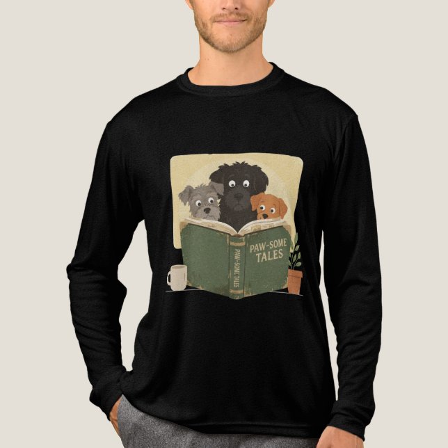 Cute Dog Reading Book Lover Tee (Front)
