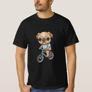 cute dog ride a bicycle wearing clothes, funny T-Shirt