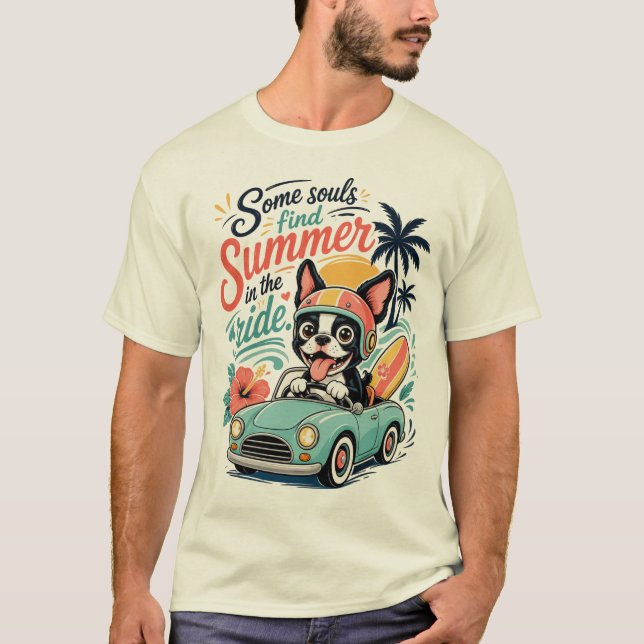 Cute Dog Road Trip Design T-Shirt (Front)