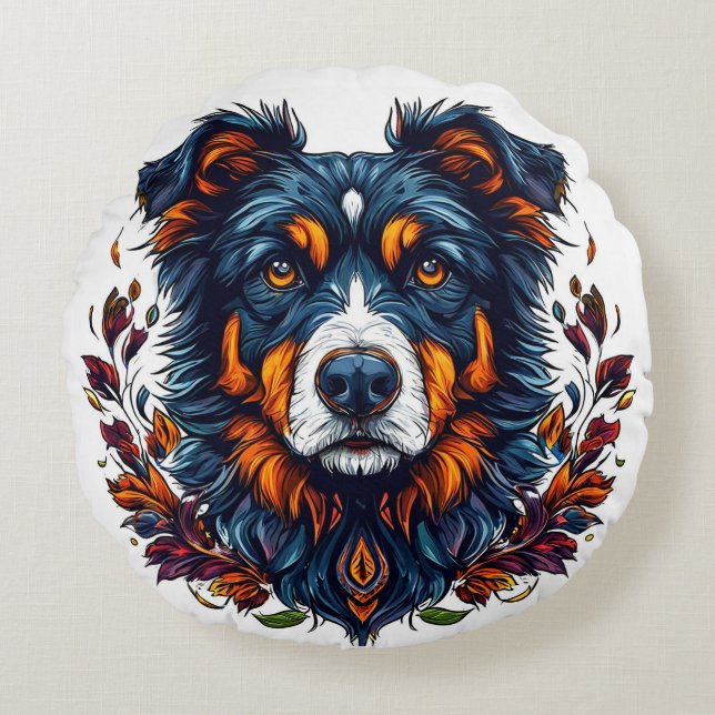 Cute Dog Round Cushion (Front)