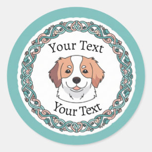 Cute Dog Round Sticker with Custom Text