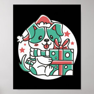 Cute Dog Santa Hat - Funny Christmas Poster