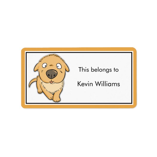 Cute Dog School Supplies Labels (Front)
