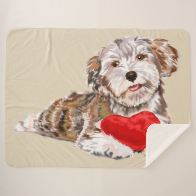 Cute Dog Sherpa Blanket (Front (Horizontal))