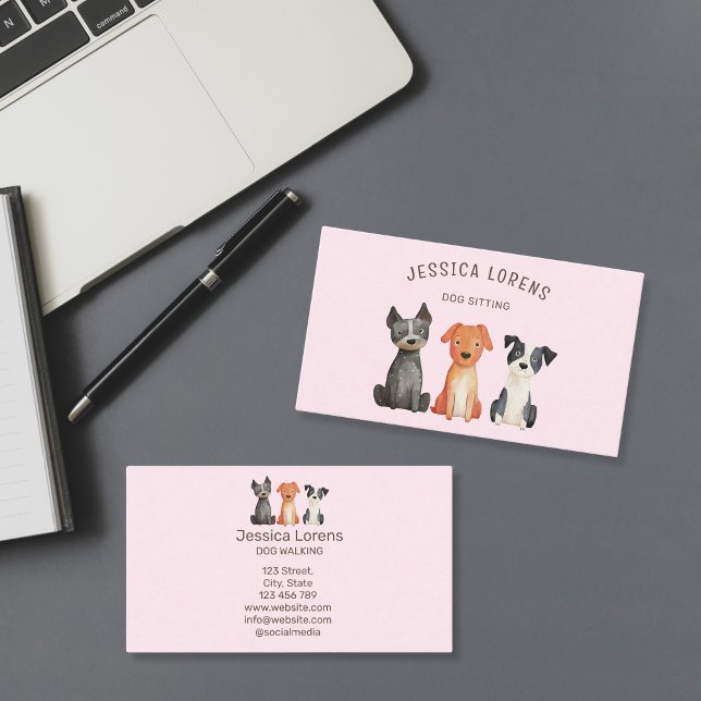 Cute Dog Sitter Pet Groomer Veterinarian Puppy  Business Card (Creator Uploaded)