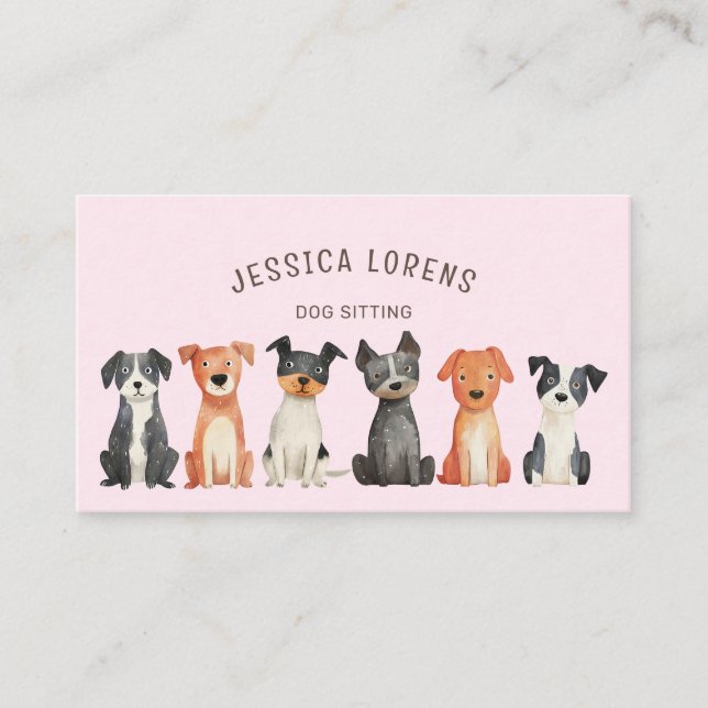 Cute Dog Sitter Pet Groomer Veterinarian Puppy  Business Card (Front)