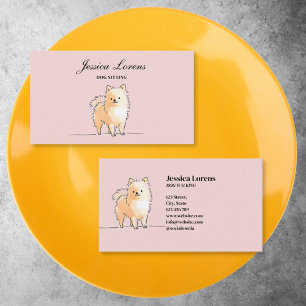 Cute Dog Sitter, Pomeranian Puppy Pet Groomer Business Card