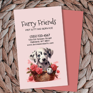 Cute Dog Sitting Pet Service Watercolor Business Card