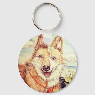 Cute Dog Sketch Key Ring