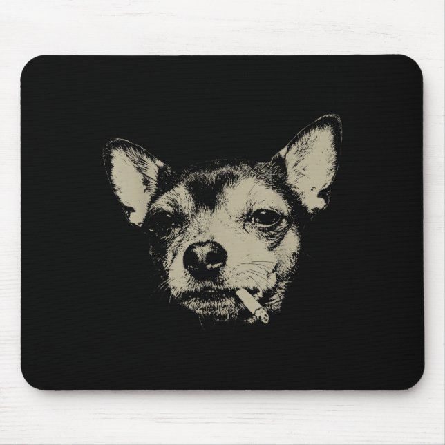 Cute Dog Smoking Cigarette Chihuahua Meme Mouse Pad (Front)