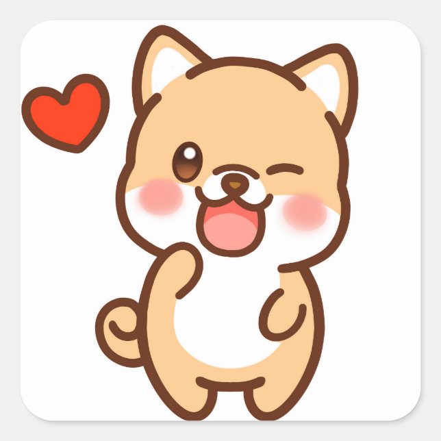 Cute dog square sticker (Front)
