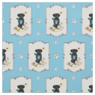 Cute Dog - Summer Beach Black Labrador Retriever Fabric