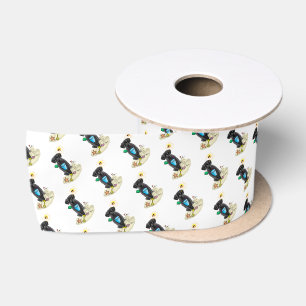 Cute Dog - Summer Beach Black Labrador Retriever Satin Ribbon