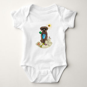 Cute Dog Summer Beach Chocolate Labrador Retriever Baby Bodysuit