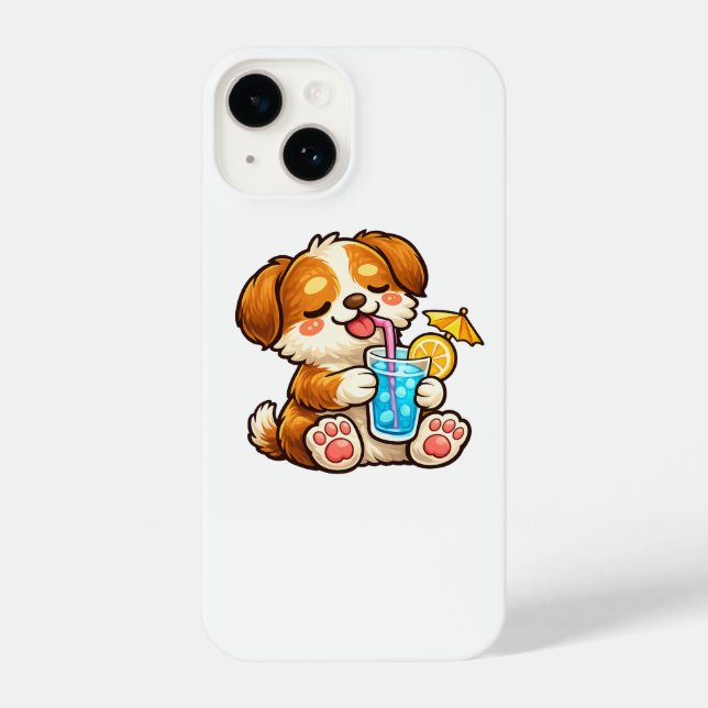 Cute Dog Summer Drink iPhone Case (Back)