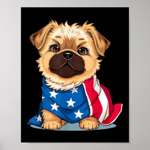 Cute Dog Summer Flag Us Memorial Day  Poster