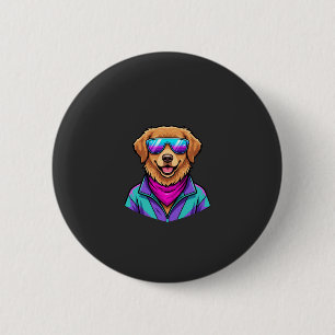Cute Dog Sunglasses Retro Neon Art_1 6 Cm Round Badge