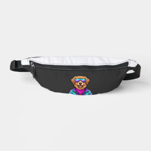 Cute Dog Sunglasses Retro Neon Art_1 Bum Bags