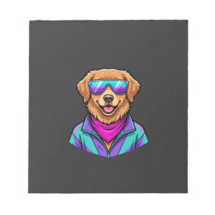 Cute Dog Sunglasses Retro Neon Art_1 Notepad