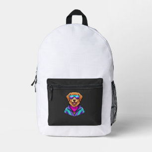 Cute Dog Sunglasses Retro Neon Art_1 Printed Backpack