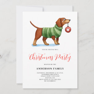 Cute Dog Sweater Christmas Party Invitation