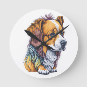cute dog t-shirt round clock